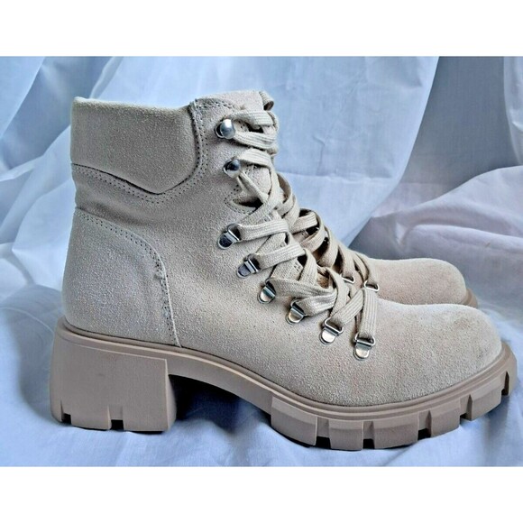 Steve Madden Hint Sand Tan Suede Hiking Combat Moto Boots Size 11M - Picture 4 of 14